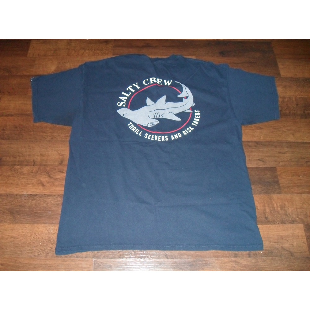 Salty‎ Crew Men's X-Large T-Shirt Navy Blue Shark Graphic Short Sleeve Cotton